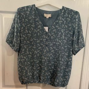 NWT LOFT  floral cinched waist blouse
